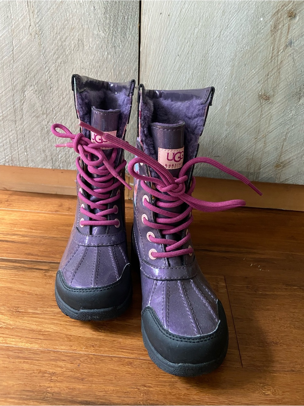 UGG Kids Purple Winter Lace-Up Boots